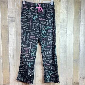 Goodnight Kiss Size Medium Fleece Sleep Pant Drawstring Stretch Waistband
